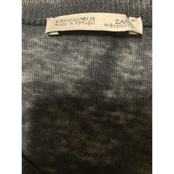 Zara WB Collection Womens Solid Black Long Sleeve Lace Sweater Top Small - Picture 5 of 5